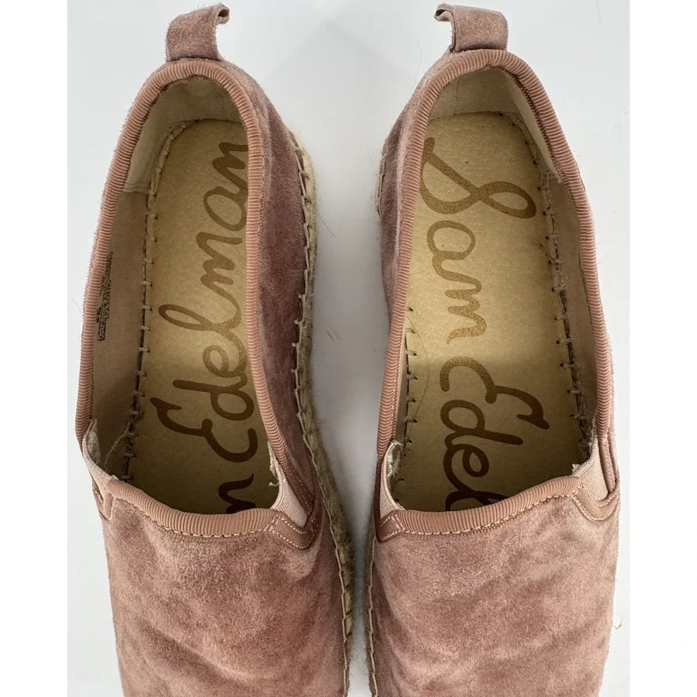 Sam Edelman Suede Espadrille Flats Womens 9M EU 39 Pink Blush Mauve Slip On Shoe